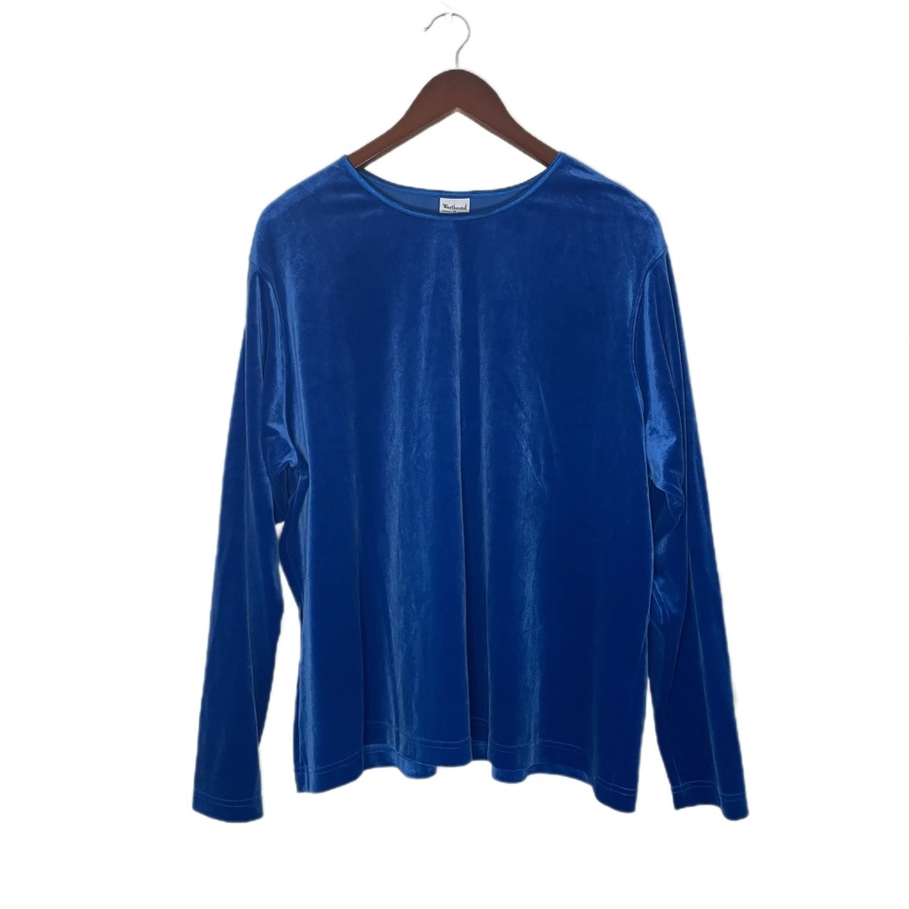 Westbound Colbalt Blue Long Sleeve Velour Loose Cozy Soft Top
